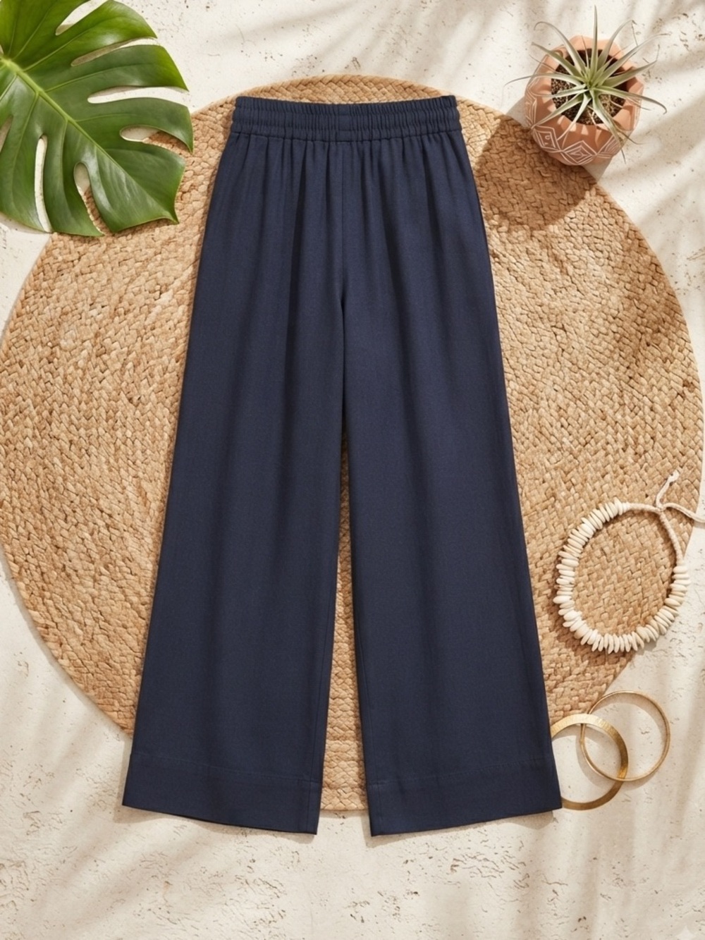 YOGALICIOUS Black Casual Wide Leg Lounge Pants | High Smocked Waist